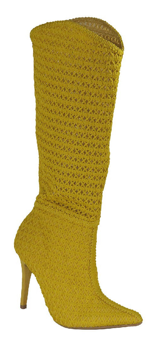 Emmily Embroided Crochet Yellow Boot