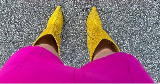 Emmily Embroided Crochet Yellow Boot